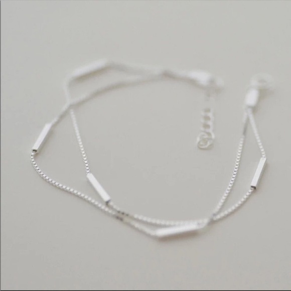 NEW Sterling Silver Double Bar Chain Bracelet - Picture 4 of 10
